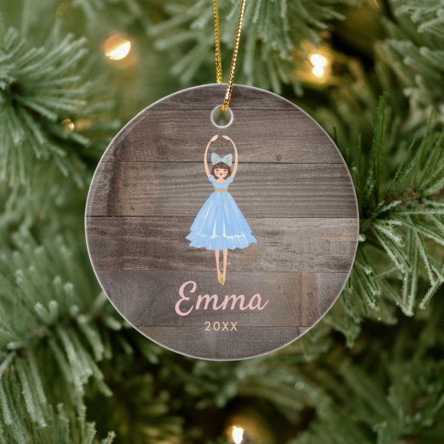 Personalised Rustic Sugarplum Fairy Ballerina Ceramic Ornament (Tree)