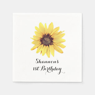 Personalised Rustic Sunflower Birthday Party Napkin