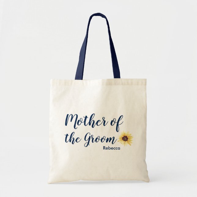 Personalised Rustic Sunflower Mother of the Groom Tote Bag (Front)