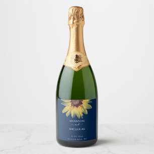 Personalised Rustic Sunflower Wedding Sparkling Wine Label