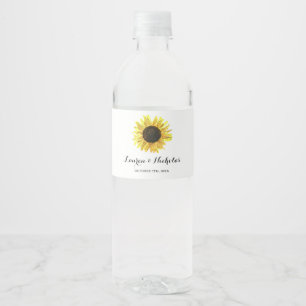 Personalised Rustic Sunflower Wedding  Water Bottle Label