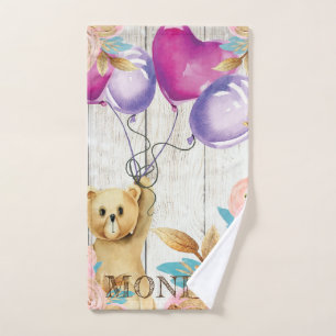 Personalised Rustic Teddy Bear Hand Towel