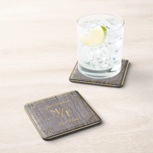 Personalised Rustic tree bark nature with initials Coaster