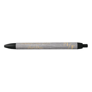 Personalised Rustic tree bark with initials Black Ink Pen