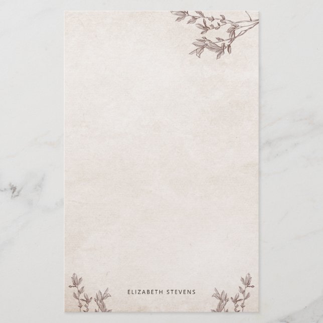 Personalised Rustic Tree Old Paper Stationery (Front)