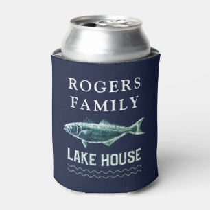 Personalised Rustic Trout Lake House Can Cooler