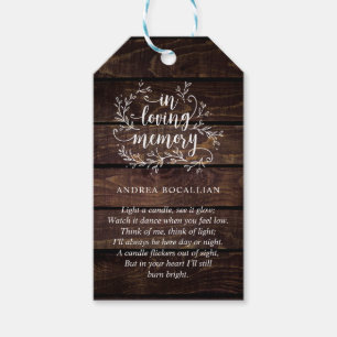 Personalised Rustic Vines, dark wood, Funeral Tag