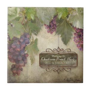 Personalised Rustic Vineyard Winery Fall Wine Sign Ceramic Tile