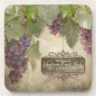 Personalised Rustic Vineyard Winery Fall Wine Sign Coaster