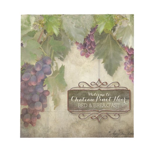 Personalised Rustic Vineyard Winery Fall Wine Sign Notepad (Front)