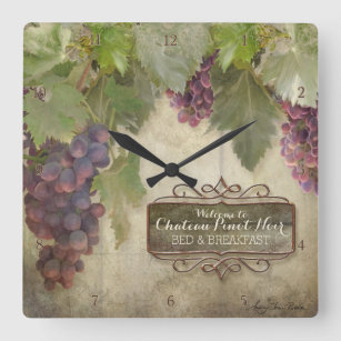 Personalised Rustic Vineyard Winery Fall Wine Sign Square Wall Clock