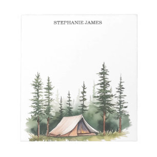Personalised Rustic Watercolor Forest Green Notepad