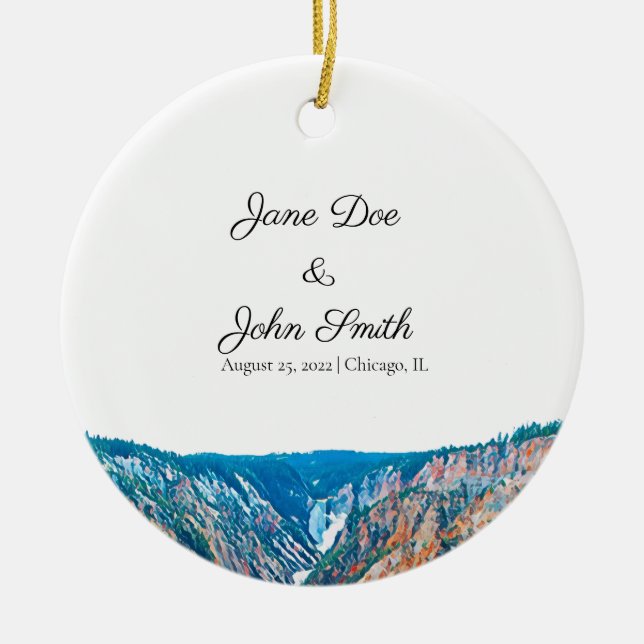 Personalised Rustic Waterfall Ceramic Ornament (Front)