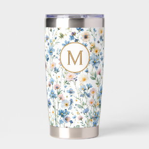 Personalised Rustic Wildflower Floral Monogram Insulated Tumbler