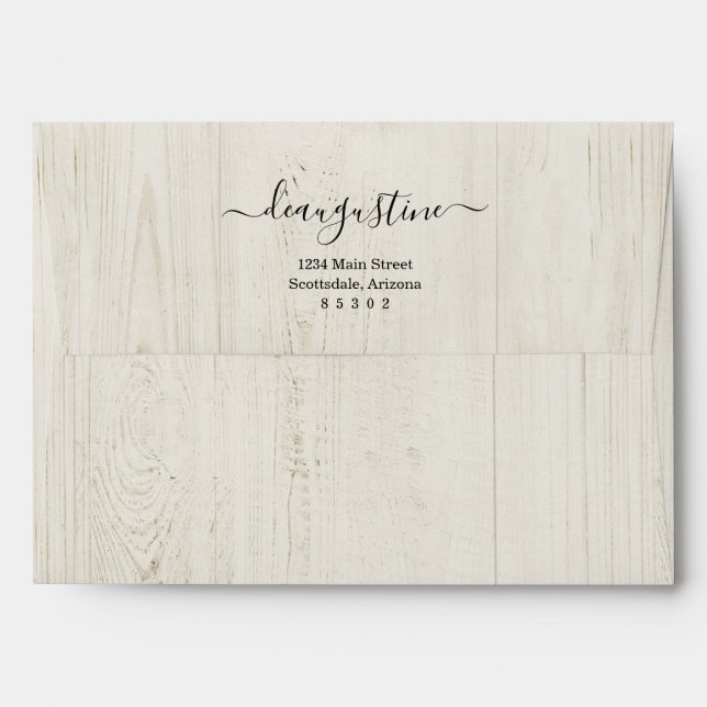 Personalised Rustic Wood Background Envelope (Back (Top Flap))