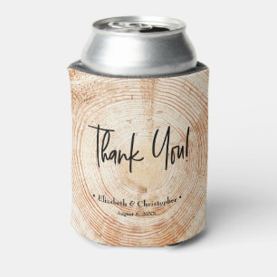 Personalised Rustic Wood Disc Thank you Wedding  Can Cooler