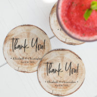 Personalised Rustic Wood Disc Thank you Wedding Co