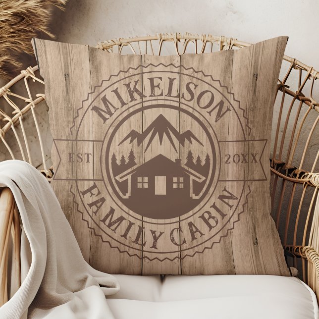 Personalised Rustic Wood Family Cabin Cushion (Creator Uploaded)