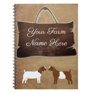Personalised Rustic Wood Farm Sign Boer Goat Notebook