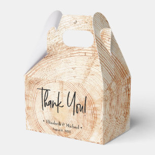 Personalised Rustic Wood Grain Thank you Wedding Favour Box