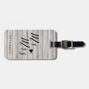 Personalised rustic wood luggage tag