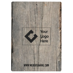 Personalised Rustic Wood Texture with Logo Clipboard