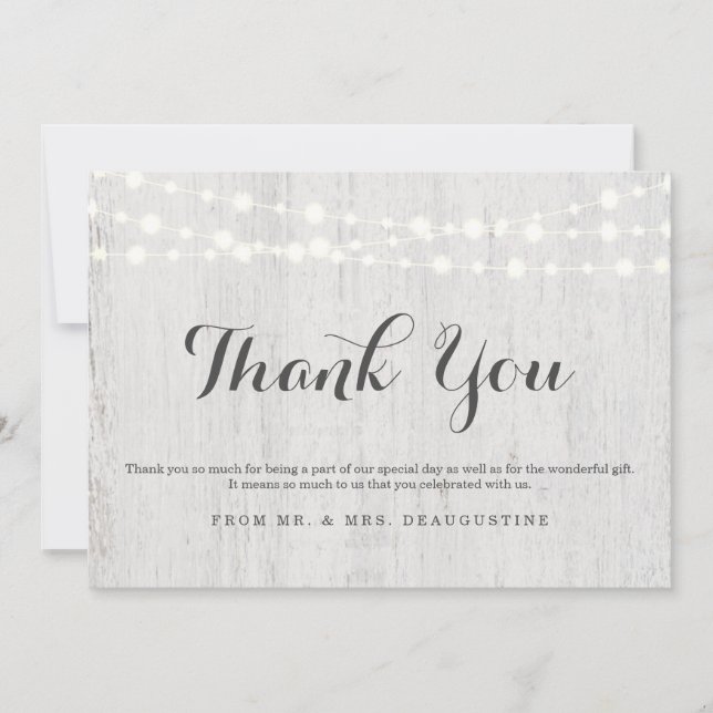Personalised Rustic Wood Thank You Card (Front)