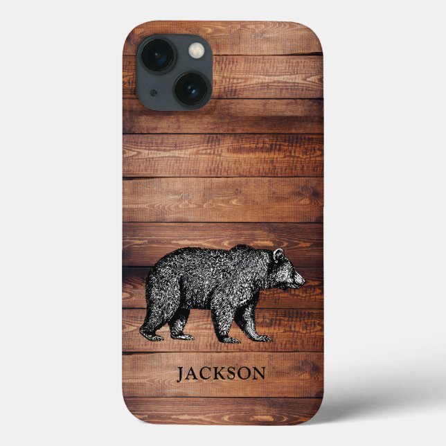Personalised Rustic Wood Walking Bear  Case-Mate iPhone Case (Back)