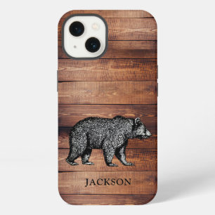 Personalised Rustic Wood Walking Bear iPhone 13 Case