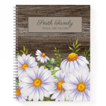 Personalised Rustic Wood White Daisies Recipe 