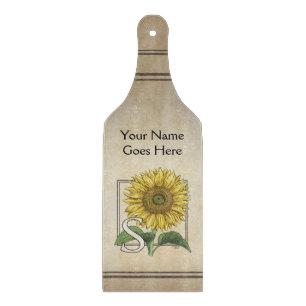 Personalised S for Sunflower Flower Monogram Cutting Board