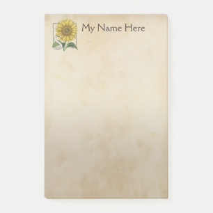 Personalised S for Sunflower Flower Monogram Post-it Notes