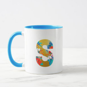 Personalised 'S' Tropical Flower Mother's Day Mug