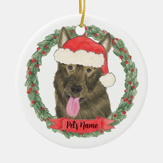Personalised Sable German Shepherd Ceramic Ornament (Front)