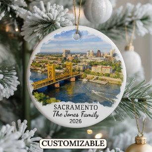 Personalised Sacramento Ornament, California Ceramic Ornament
