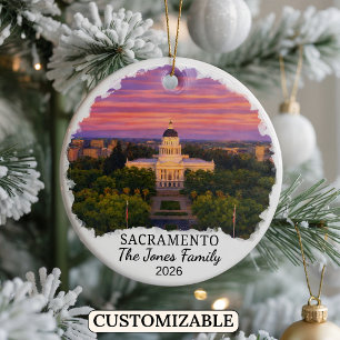 Personalised Sacramento Ornament, California Ceramic Ornament