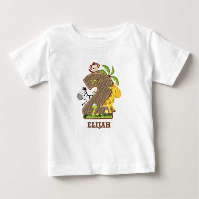 Personalised Safari 2nd Birthday Tshirt (Front)