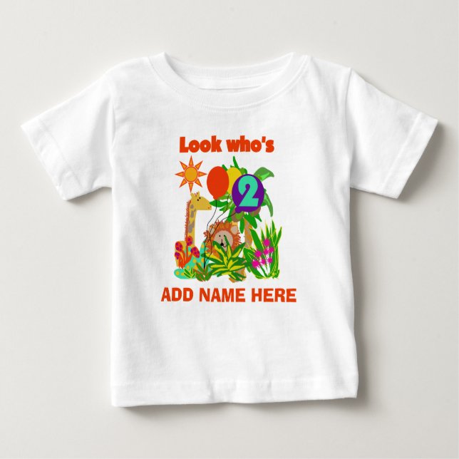 Personalised Safari 2nd Birthday Tshirt (Front)