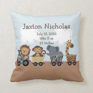 Personalised Safari Animal Train Pillow Keepsake