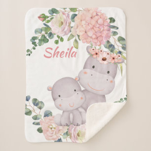 Personalised Safari Animals Girl Baby Blanket