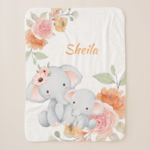 Personalised Safari Animals Girl Baby Blanket