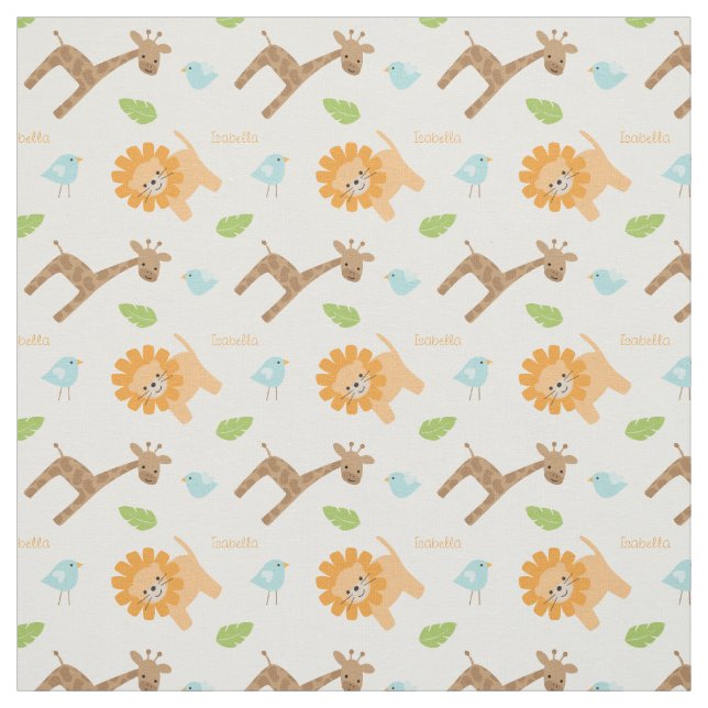 Personalised Safari Animals Jungle Themed Fabric (Swatch)