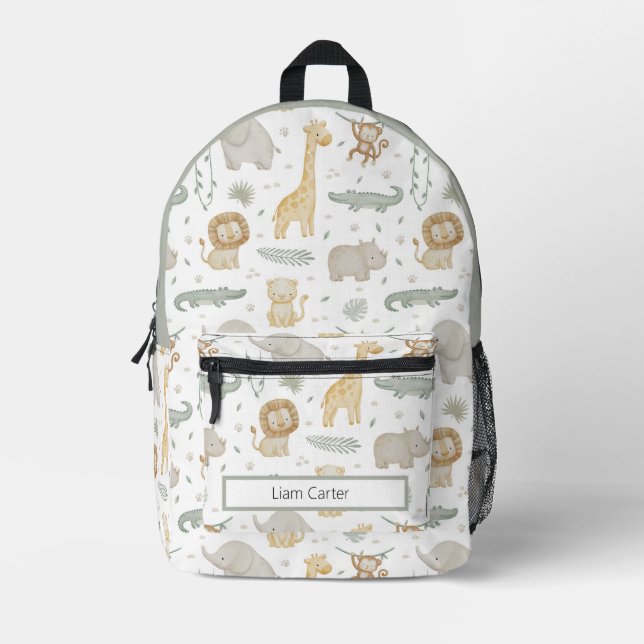 Personalised Safari Animals School Backpack (Front)