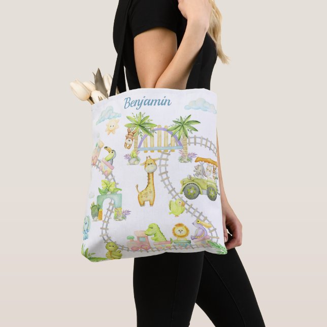 Personalised Safari Animals Tote Bag (Close Up)