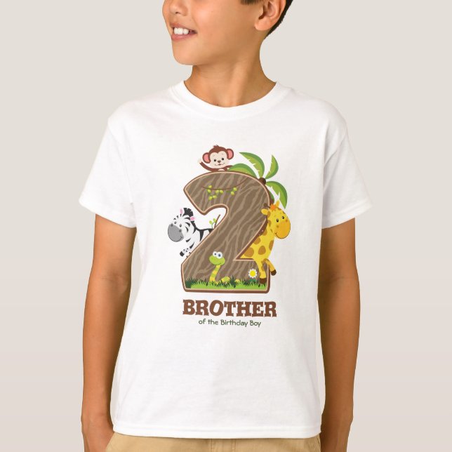 Personalised Safari Birthday Tshirt for Brother (Front)