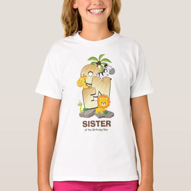 Personalised Safari Birthday Tshirt for Sister (Front)