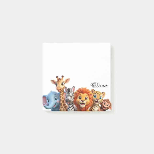 Personalised Safari Friends Jungle Sticky Notes (Front)