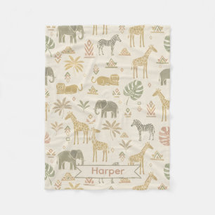 Personalised Safari Kids Fleece Name Blanket