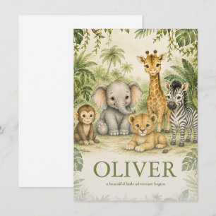 Personalised Safari Nursery Name Note Cards