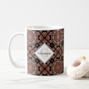 Personalised Safari Sunset Bohemian Mandala Tiles Coffee Mug